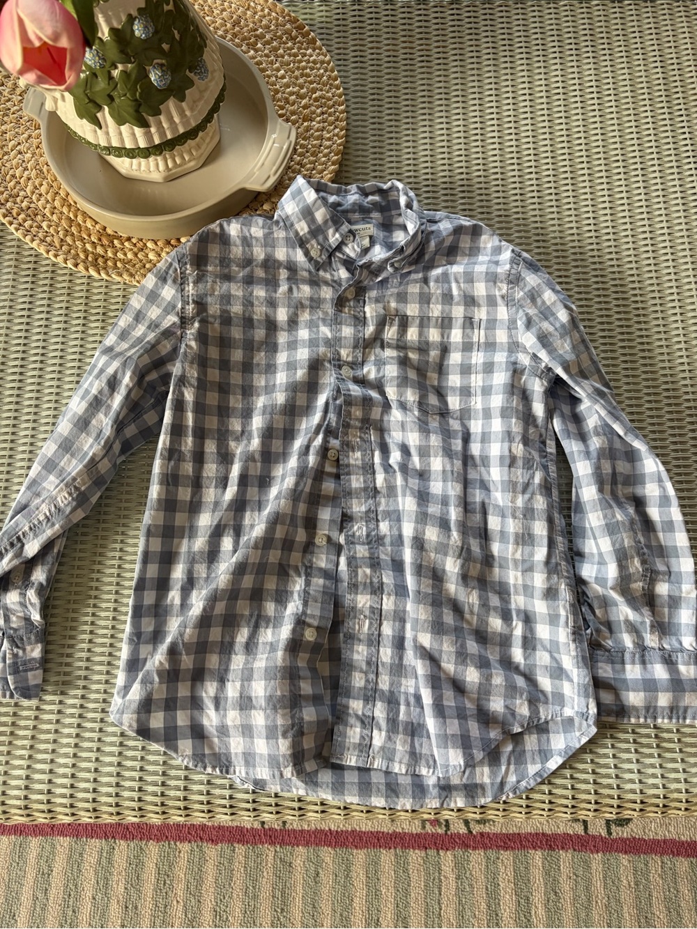 Crewcuts Blue and White Gingham Button-Down Shirt